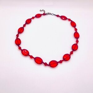 Vintage 1920s Red “Blown”  Beaded Necklace